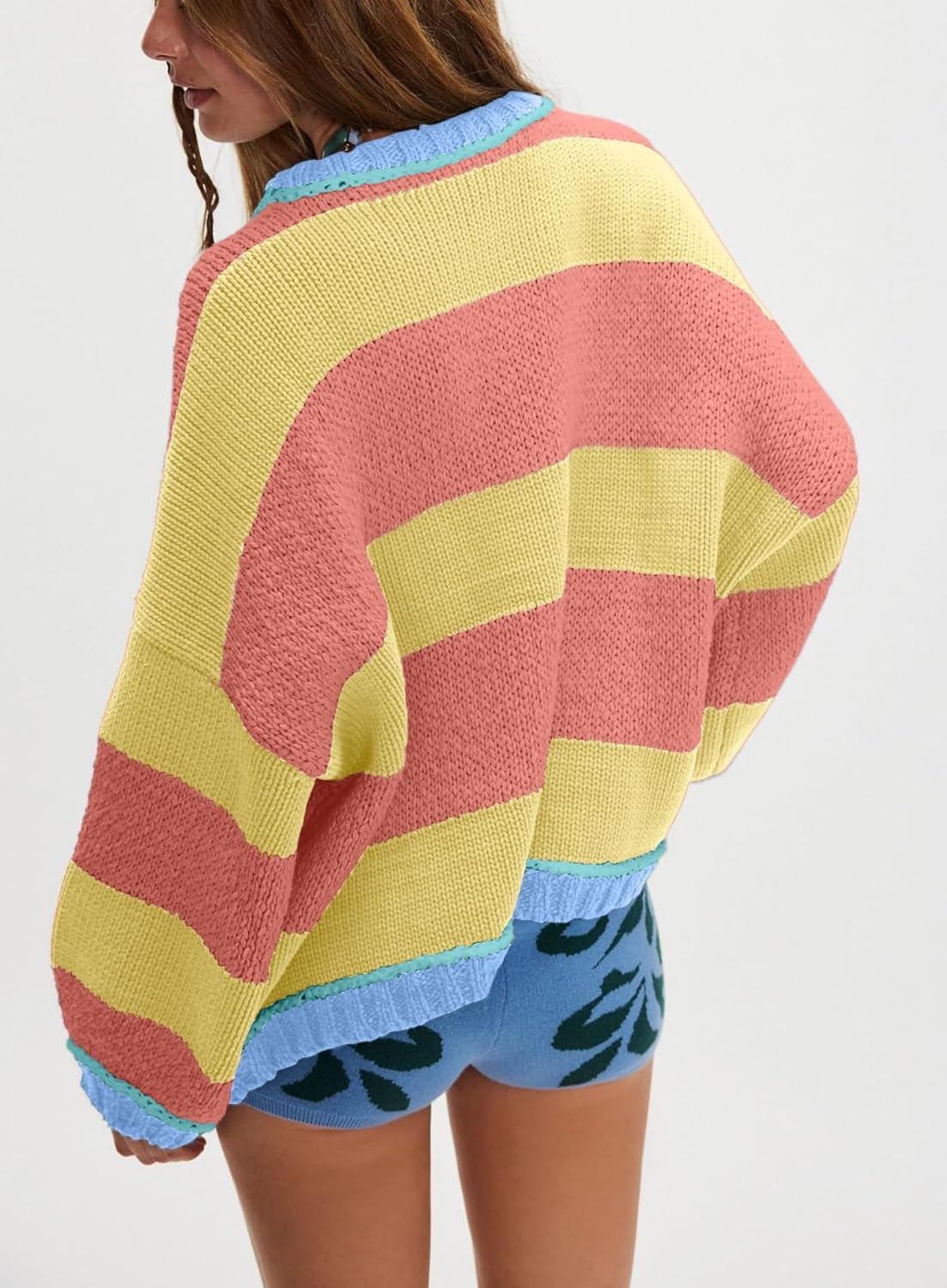 Women's Chunky Knit Striped Sweaters Oversized Pullover Sweater Casual Long Sleeve Color Block Winter Fall Clothing - Image 4