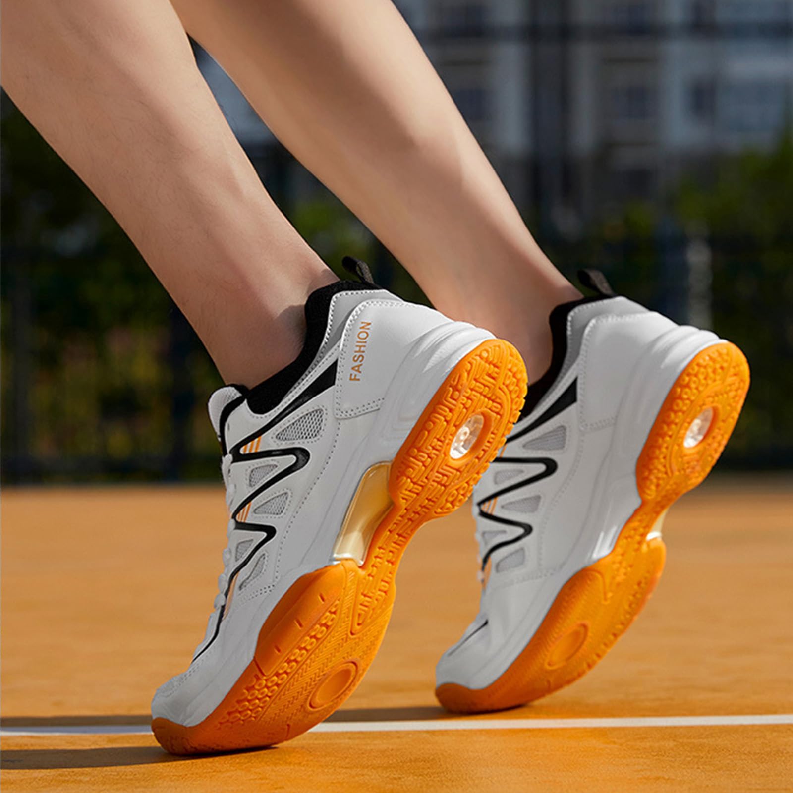 Zapatillas De Tenis Bádminton para Hombres Zapatos De Entrenamiento En La Corte Interior Anti-Slip Liviano para Voleibol De Calabaza De Raqueta,Blanco,42 EU