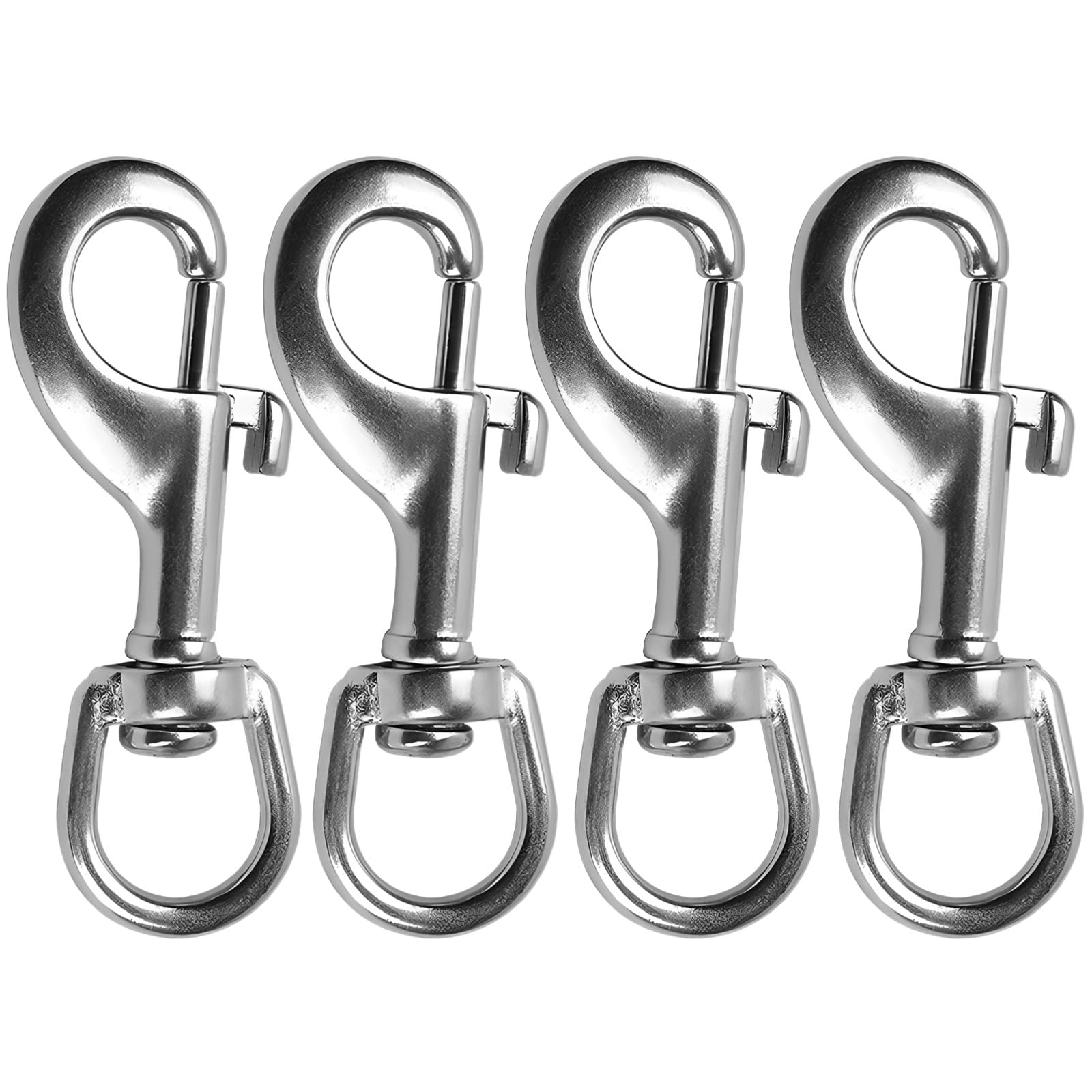 Lot de 4 crochets simples et doubles en acier inoxydable 316, crochets marins à mousqueton, résistants à la corrosion, clips pivotants, pour plongée, laisses pour animaux, extérieur