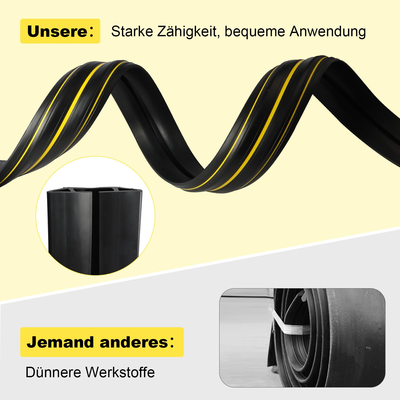 Kabelkanal Boden Flach - 4m PVC Kabelbrücke Boden, 3 Bodenkanal Für Kabel, Bodenkabelschutz Zuschneidbar Boden Drahtabdeckungen für Haus, Büro, Werkstatt, Lager (Schwarz)