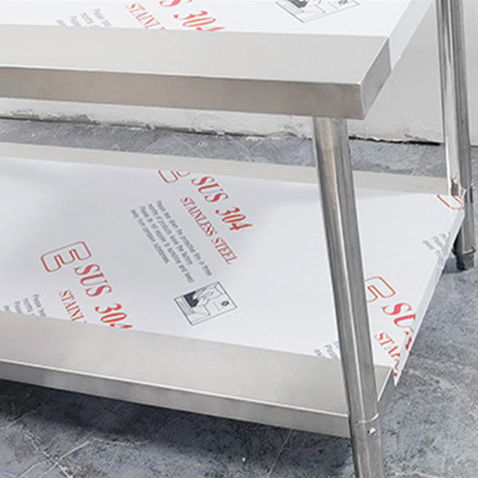 Tavolo da Lavoro Commerciale per La Preparazione degli Alimenti per Carichi Pesanti con Ripiano Inferiore, Tavolo per La Preparazione degli Alimenti per L'isola della Cucina(120cm/47in)