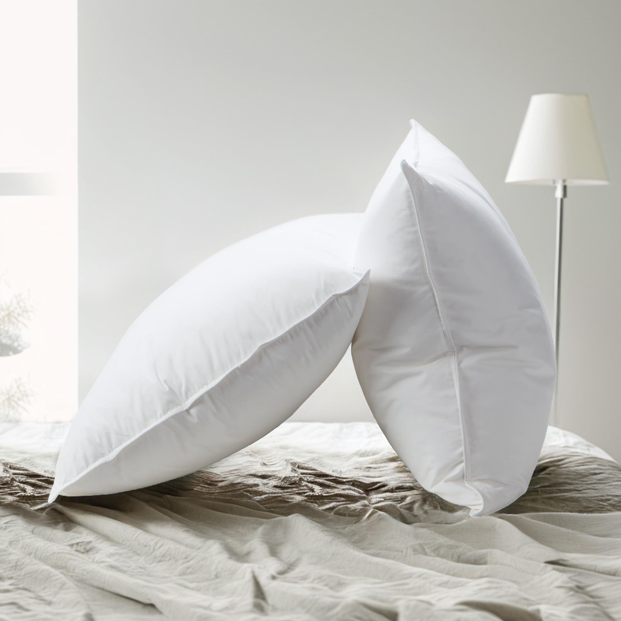 Deodar Juego de 2 almohadas de plumas de 48 x 74 cm, con relleno de 1000 g, 85% plumas de ganso, 15% plumón de ganso, funda de algodón hipoalergénica, lavable a máquina, certificado Öko-Tex y RDS