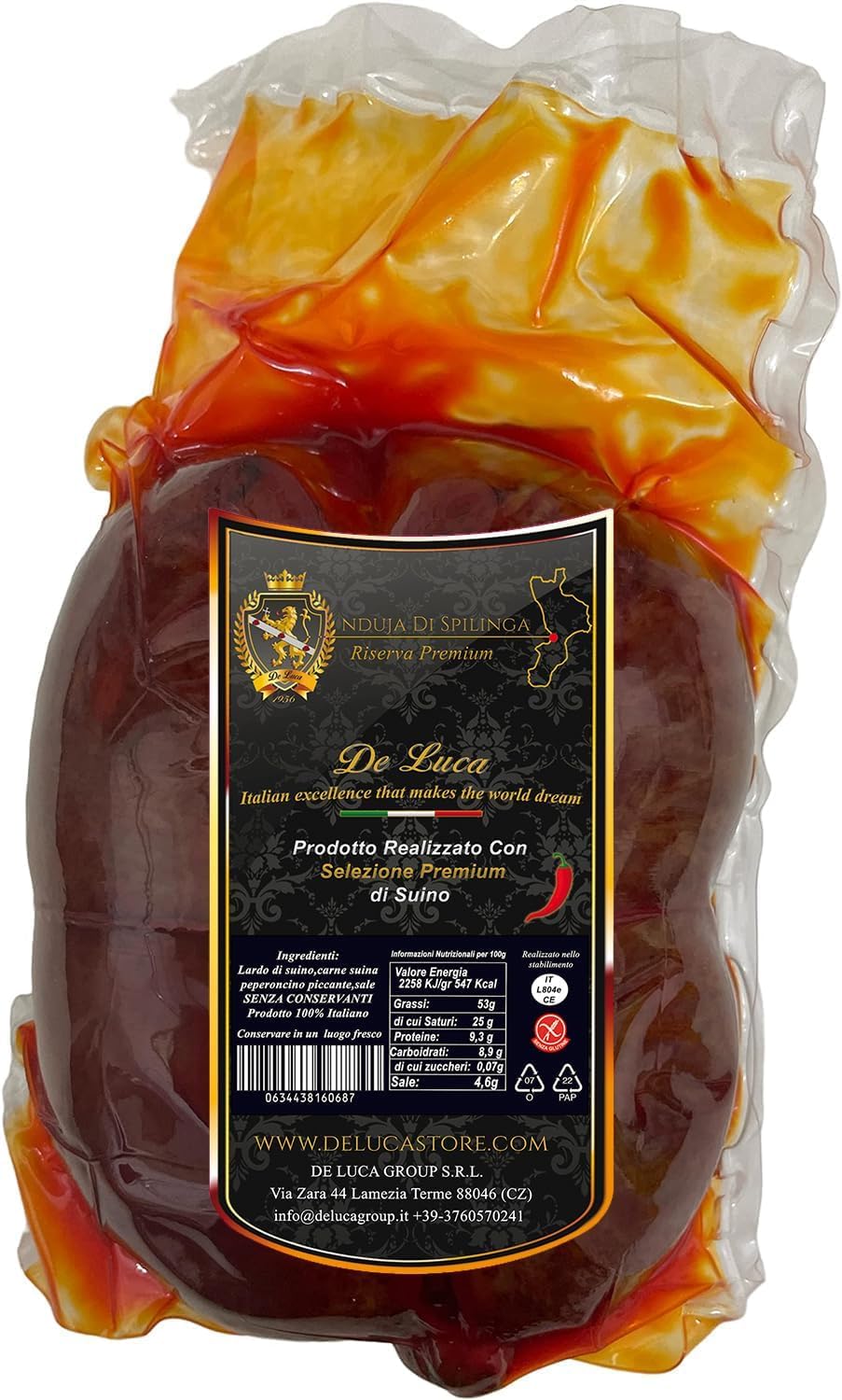 Chauffe Nduja en terre cuite De Luca + Nduja Di Spilinga Réserve Premium de Porino Budello de 400 g + Bougie 100 % italienne Made In Calabre
