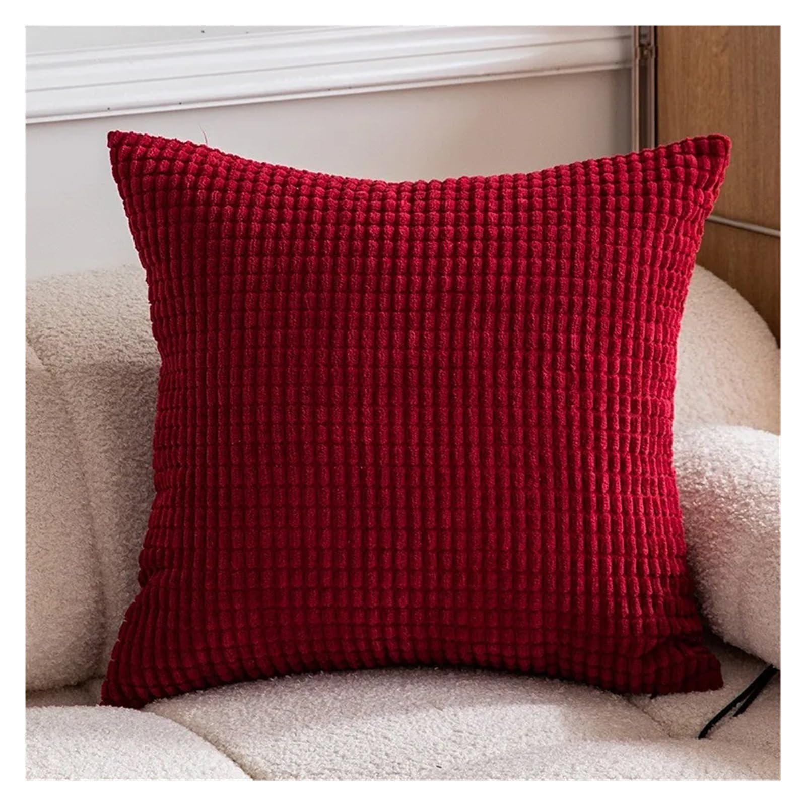 SHBHWS Plush Pillowcase 45/50/55/60/66cm Cushion Cover For Home Living Room Sofa Decoration For Living Room Sofa(DARK RED,30X50cm)