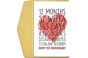 Qiliji 1st Anniversary Card for Him, Her, First Wedding Anniversary Greeting Card,...