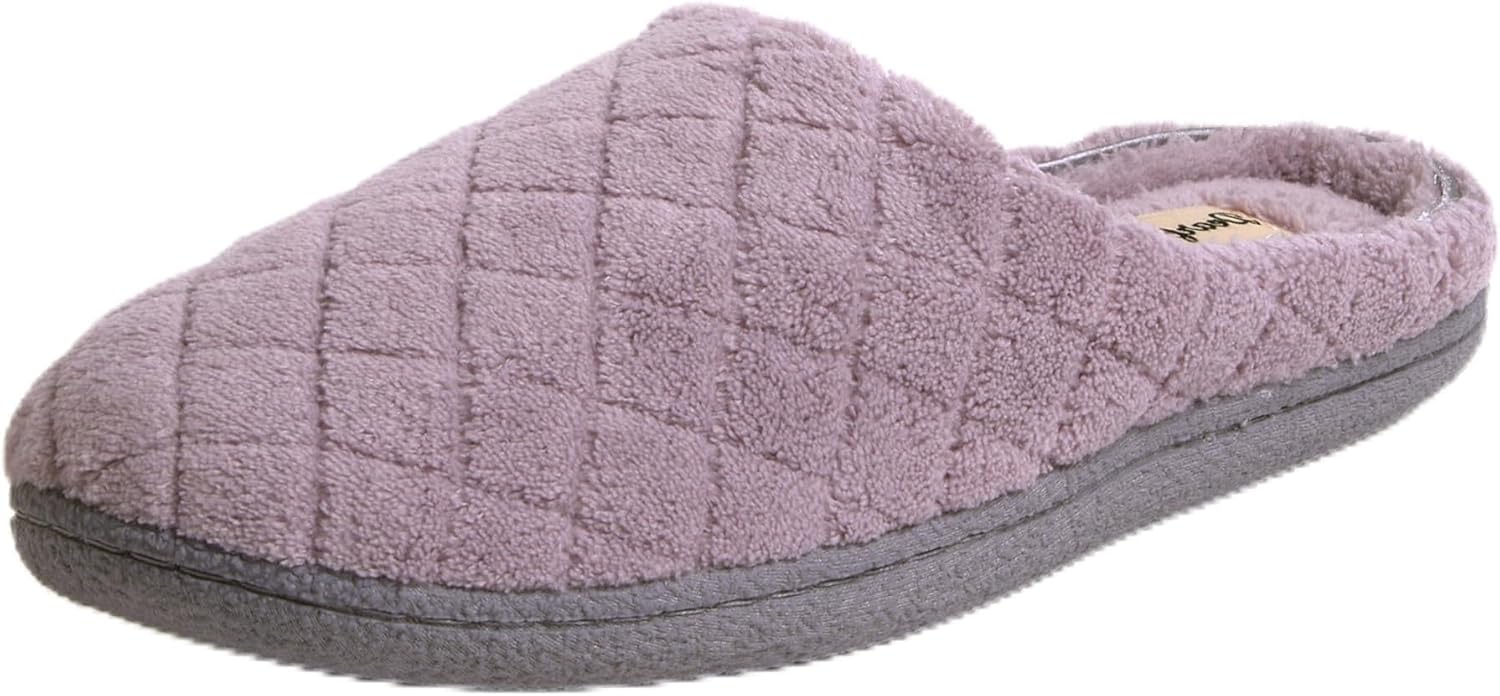Dearfoams womens Leslie Washable Memory Foam Terry Clog With Wide Widths