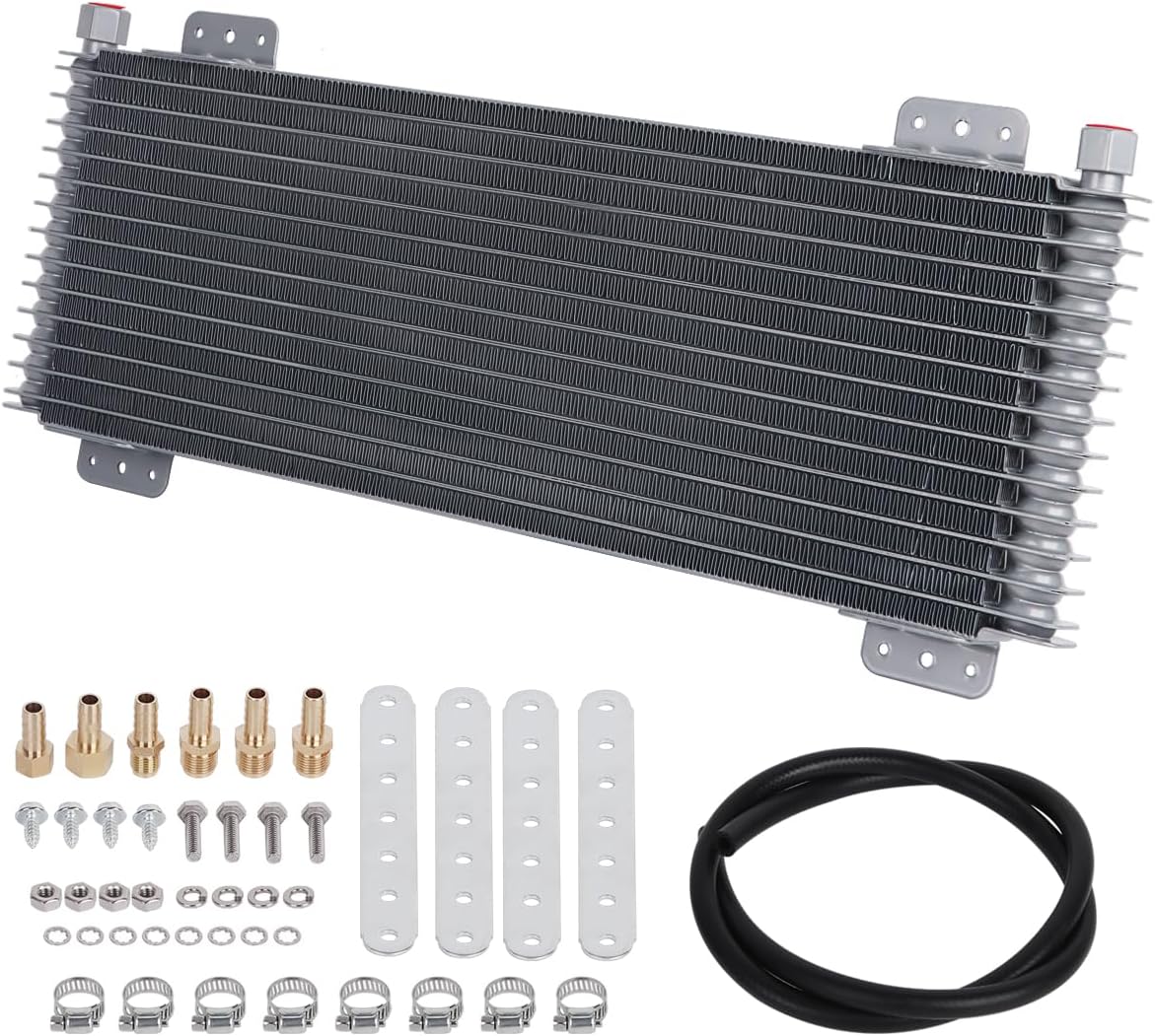 LokoCar Low Pressure Drop Transmission Oil Cooler LPD47391 4739 40,000 GVW with Mounting Hardware Silver