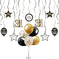 Vista 39 de Juego de decoraciones para fiesta de cumpleaños número 16, serpentinas moradas con soporte de globo de mesa morado, decoraciones de fiesta