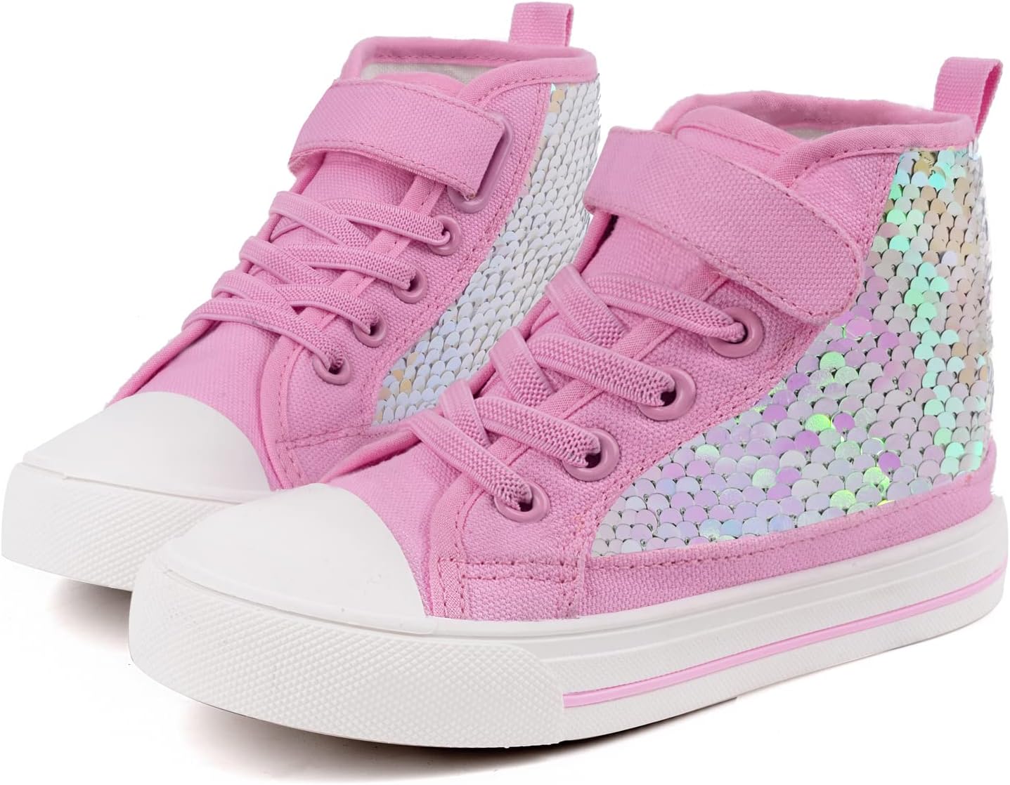 ToandonSparkle Color Change Flipping Sequins High Top Casual Canvas Shoes for Kids