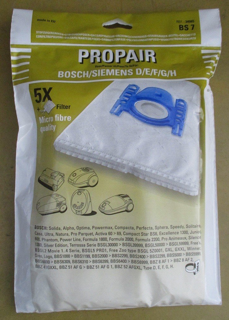 BOSCH B/S/H - SACHET DE SAC Type G + MICRO FILTRE POUR ASPIRATEUR BOSCH B/S/H