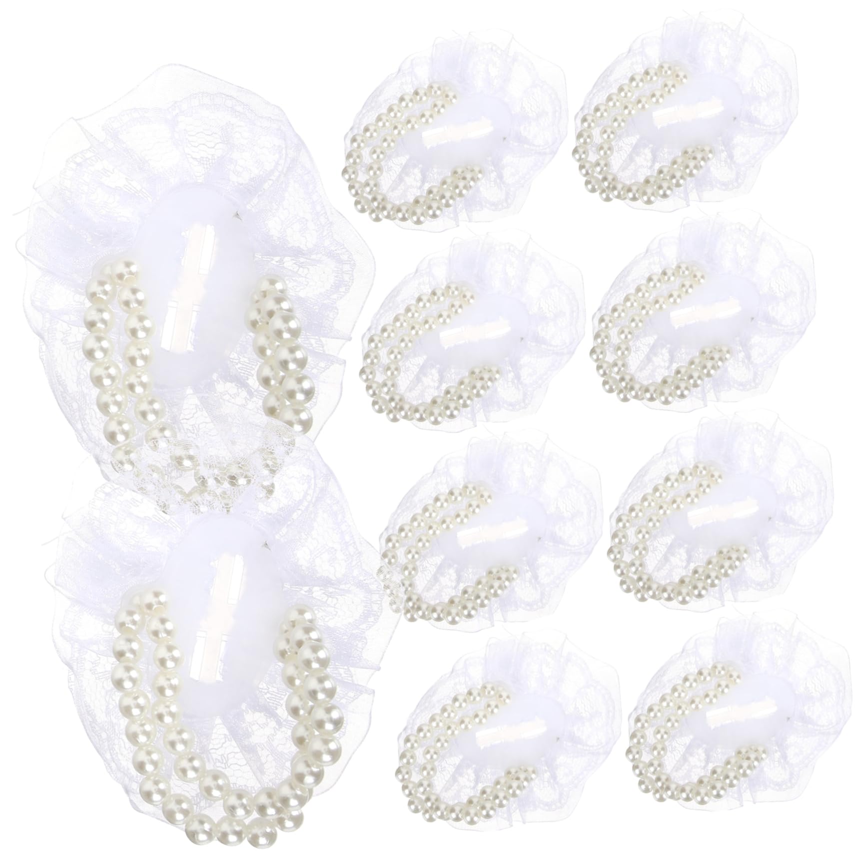 CIMAXIC Corsage Wristlet Band Pearl Lace Corsage Wristlet Bracelet for DIY Flower Wedding Decor