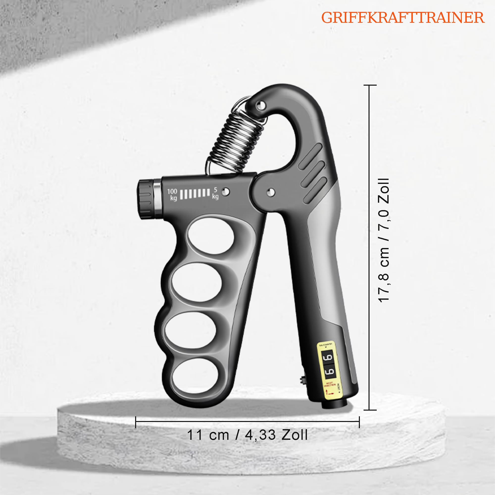Griffkraft Trainer, Handtrainer, Unterarmtrainer mit Automatischer Zähler | Einstellbarer Widerstand von 5-100 kg, Geeignet für Griffkrafttraining, Handphysiotherapie und Rehabilitation