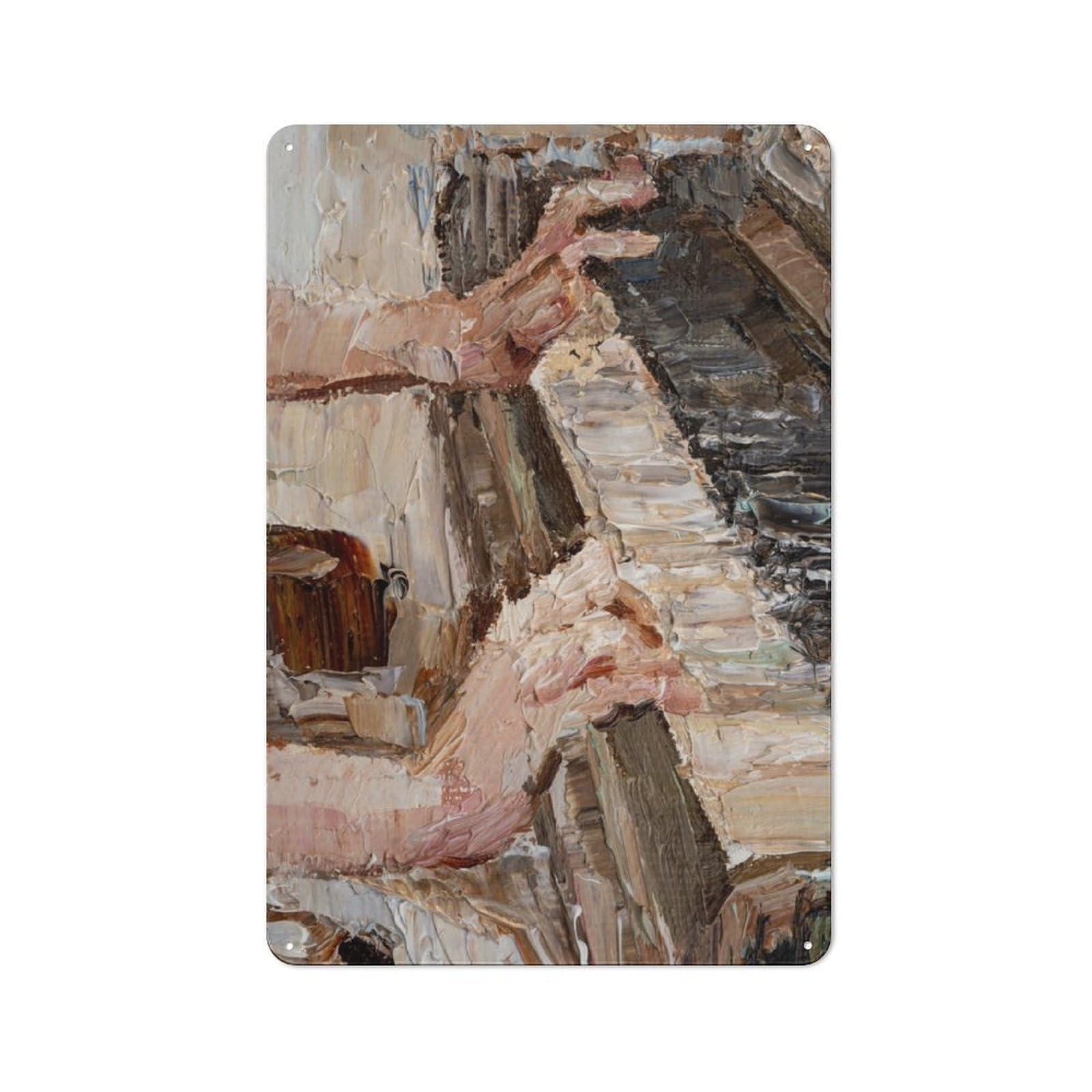 Junmoney Oil Painting Piano Rustic Metal Sign 30X20cm For Pub Or Café, For Collectors Of Rustic Metal Wall Decor