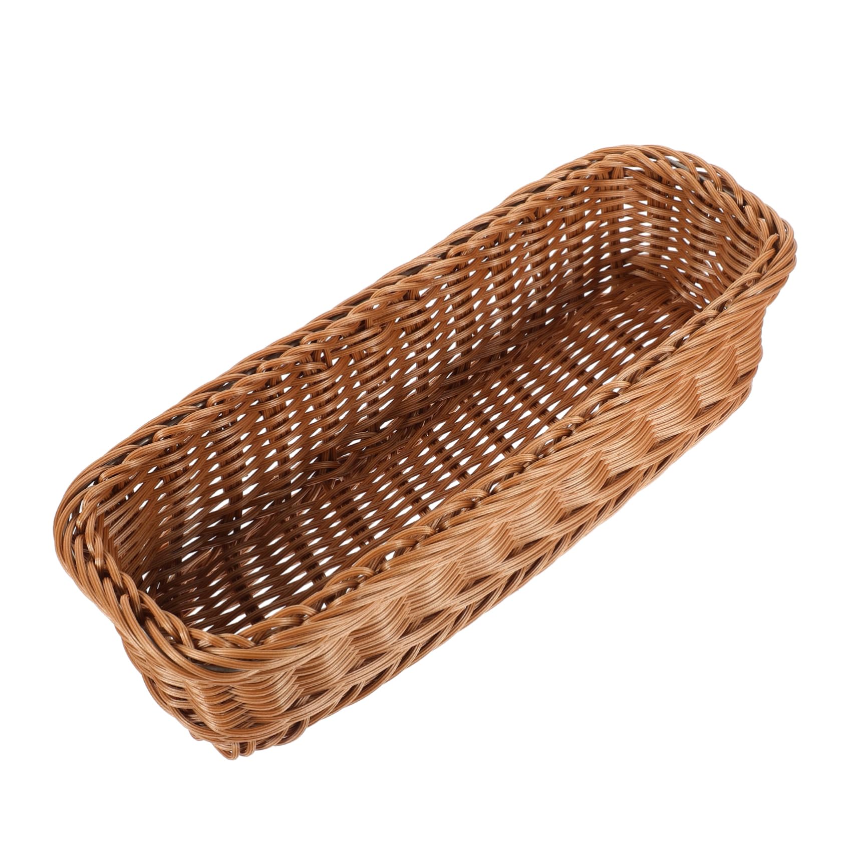 GRIRIW Woven Baskets Storage Baskets Fruit Basket Decorative Basket Imitation Rattan Snacks Basket Chic Sundry Basket Woven Cutlery Basket Woven Storage Basket Food Holder Brown Plastic