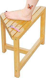 Shower Stool for Inside Shower - Small Bamboo Corner Shower Foot Rest for Shaving Legs,12 in High