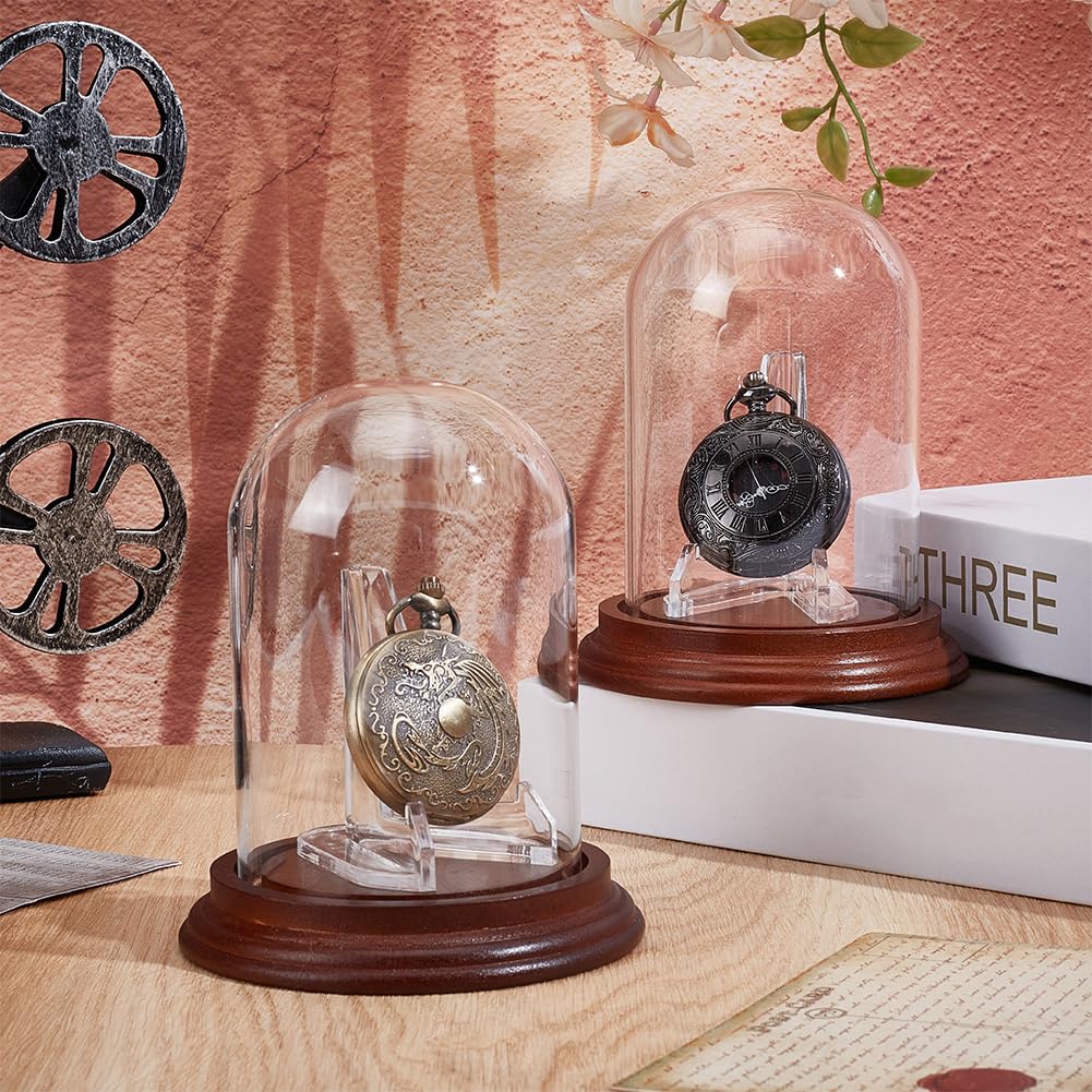 PH PandaHall 2 piezas de cúpula grande de cristal para reloj, caja decorativa de exhibición de reloj de cristal transparente, vitrina protegida para reloj de bolsillo, medallas, coleccionables, fotos