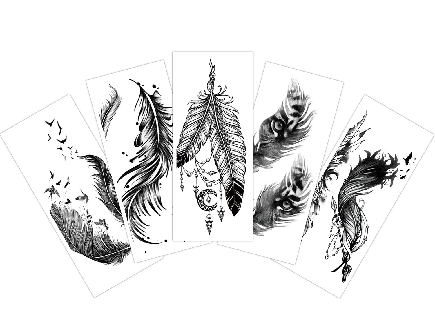 S.A.V.I 5pcs. Temporary Tattoo Stickers Combo Of Feathers and Birds Mix Designs For Girls Women Size 10.5x6cm-picture-15