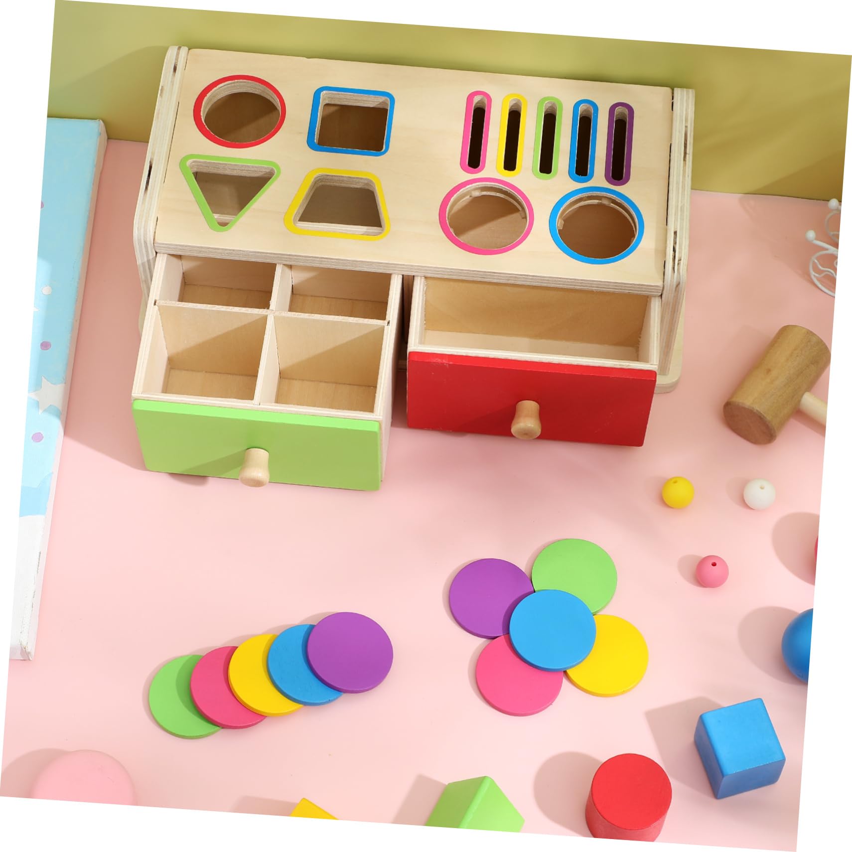 VICASKY Scatola Montessori di Blocchi Geometrici in Legno Giocattolo Puzzle di Abbinamento per Prima Infanzia Classificatore di Forme e Colori per Ragazzo Ragazza Piccoli