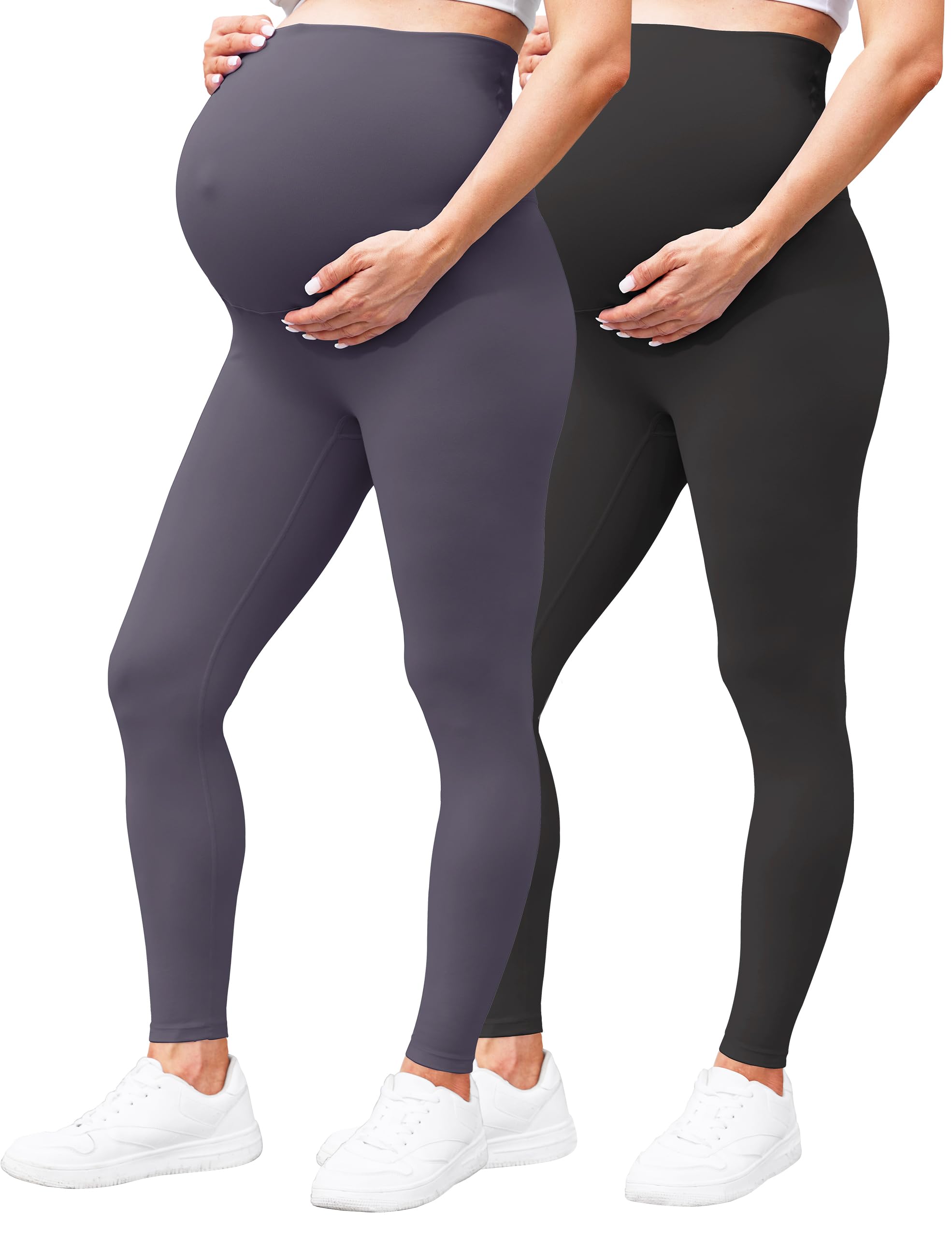 Womens Maternity Leggings Over The Belly - Ultra Stretchy Soft Bump Support Workout Activewear Yoga Pregnancy Pants