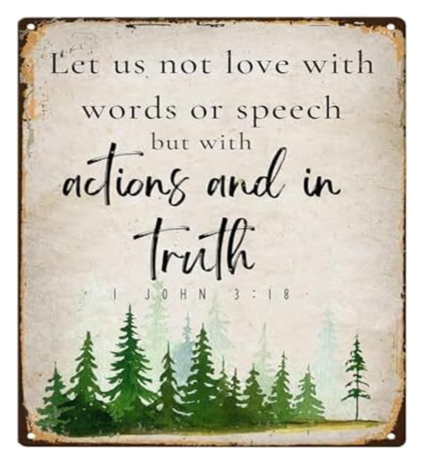 EKFBQBGW Farmhouse Christian Decor Metal Tin Sign Love in Action Bible Inspired Quote Rustic Wall-Art 8 X 12 inch