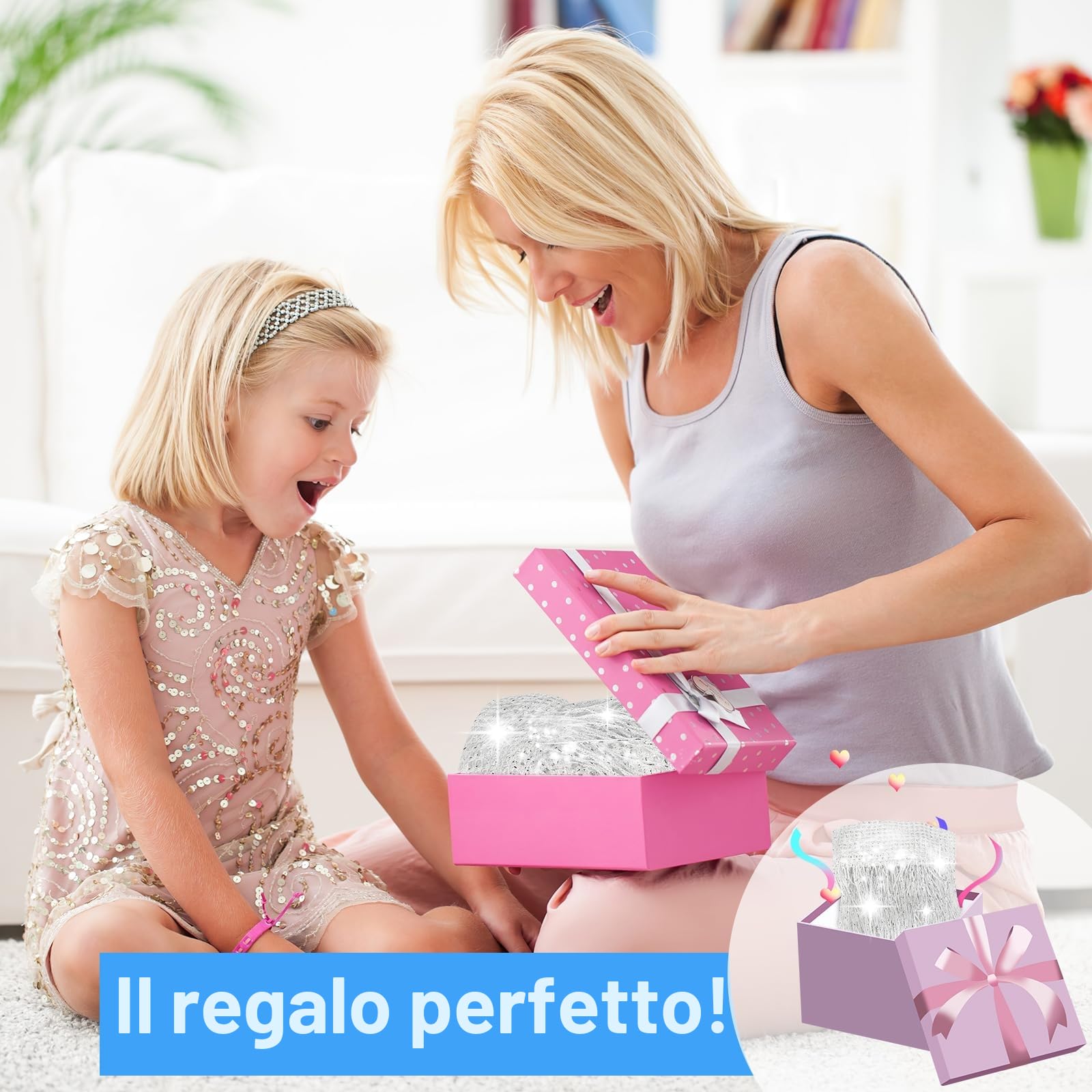 Farerkass 2 pezzi Tenda Antimosche per Porta Esterna, 95 x 200 cm Tenda a Fili, Fili Glitterata, Tende Antimosche per Soggiorno, Camera da Letto, Feste e Eventi, Matrimoni, Caffè(Bianco)