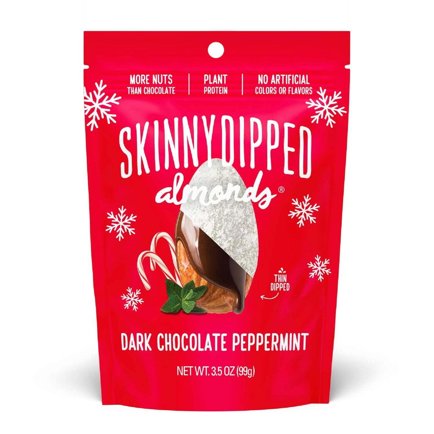 SkinnyDipped Dark Chocolate Peppermint Almonds, Healthy