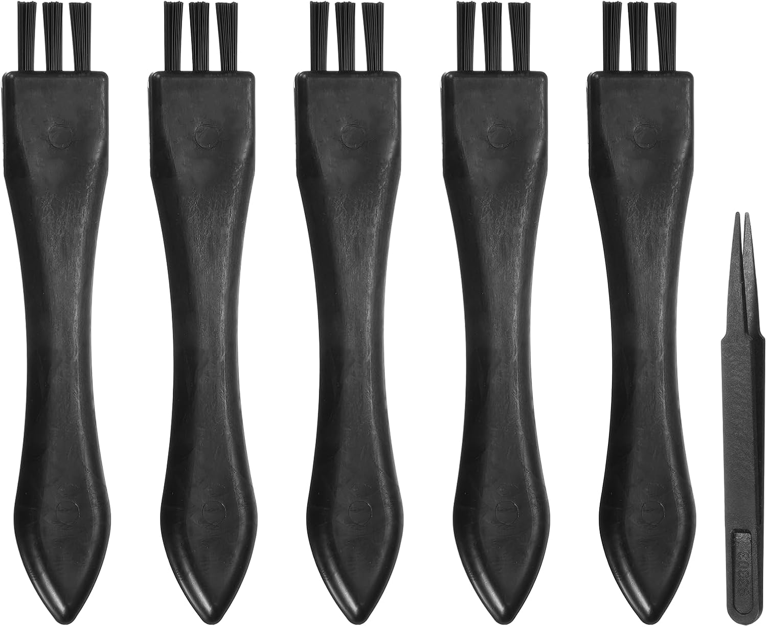 PATIKIL ESD Brush, 5Pcs Electronic Cleaning Brush Set with Tweezers Anti Static Cleaning Tools Plastic Flat Nylon for PCB Computer Keyboard Camera 3D Printers, 15x26mm Bristles