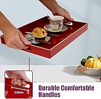 Vista 38 de Gifturbo Bandeja negra para servir, bandejas decorativas de mármol con asas, bandeja de mesa auxiliar, bandejas de plástico rectangulares otomanas