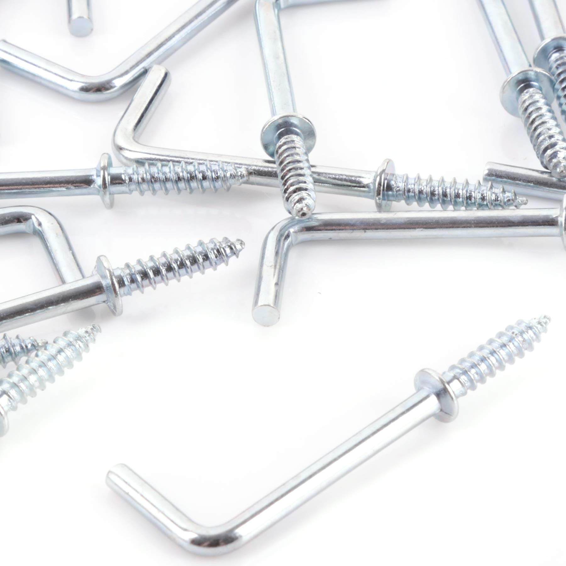 White Hinge Silver 20X Shouldered Dresser Hooks - 30Mm/1.25" Screw In Square L Shape Hooks