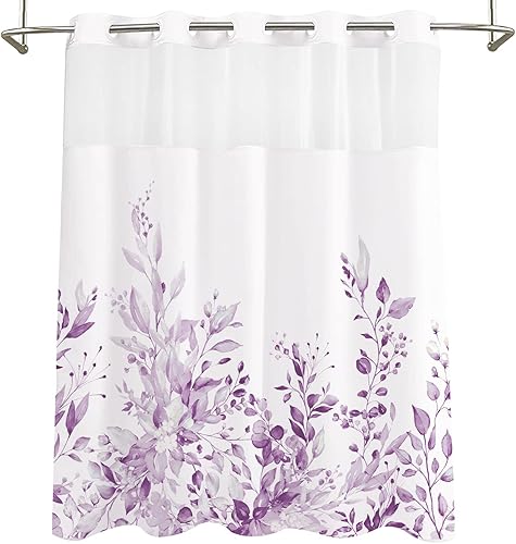 Vista 454 de Tititex - Juego de cortinas de ducha de eucalipto verde oliva, hojas de acuarela en la parte superior con decoración floral de baño, 60 x 72 Hojas