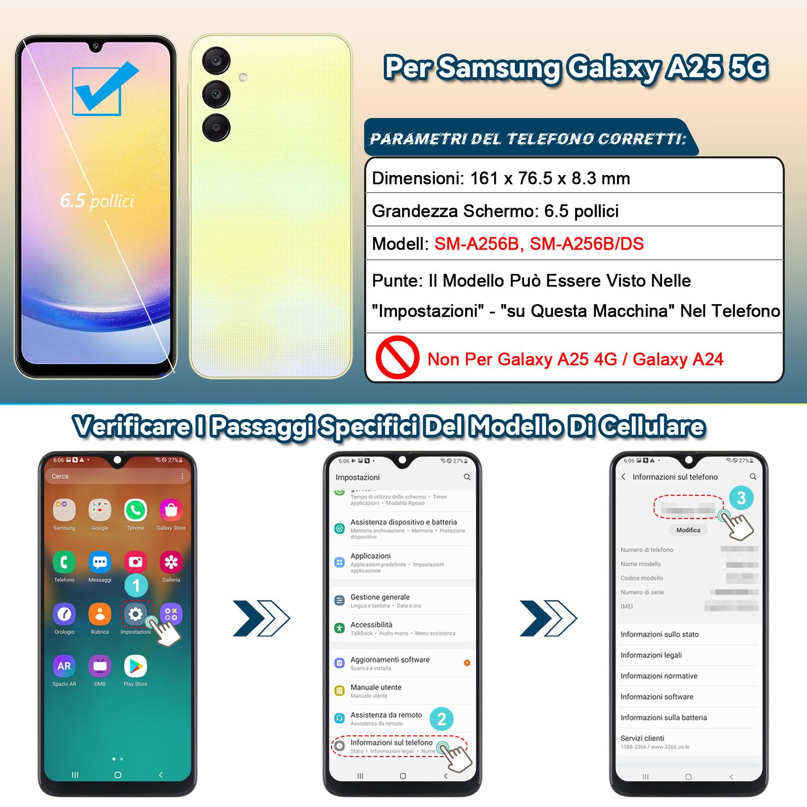 RongZy LCD Schermo per Samsung Galaxy A25 5G Display di Ricambio Touch Screen Digitizer Parti di Riparazione per Samsung Galaxy A25 5G A256B LCD Display con Strumenti(Nero con Cornice, 6.5")