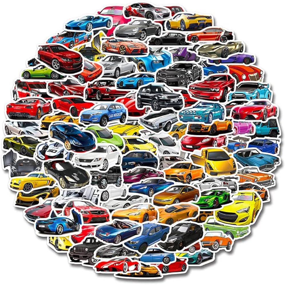 Amazon | 100枚 ステッカー 車 スポーツカー かっこいい 防水 耐水