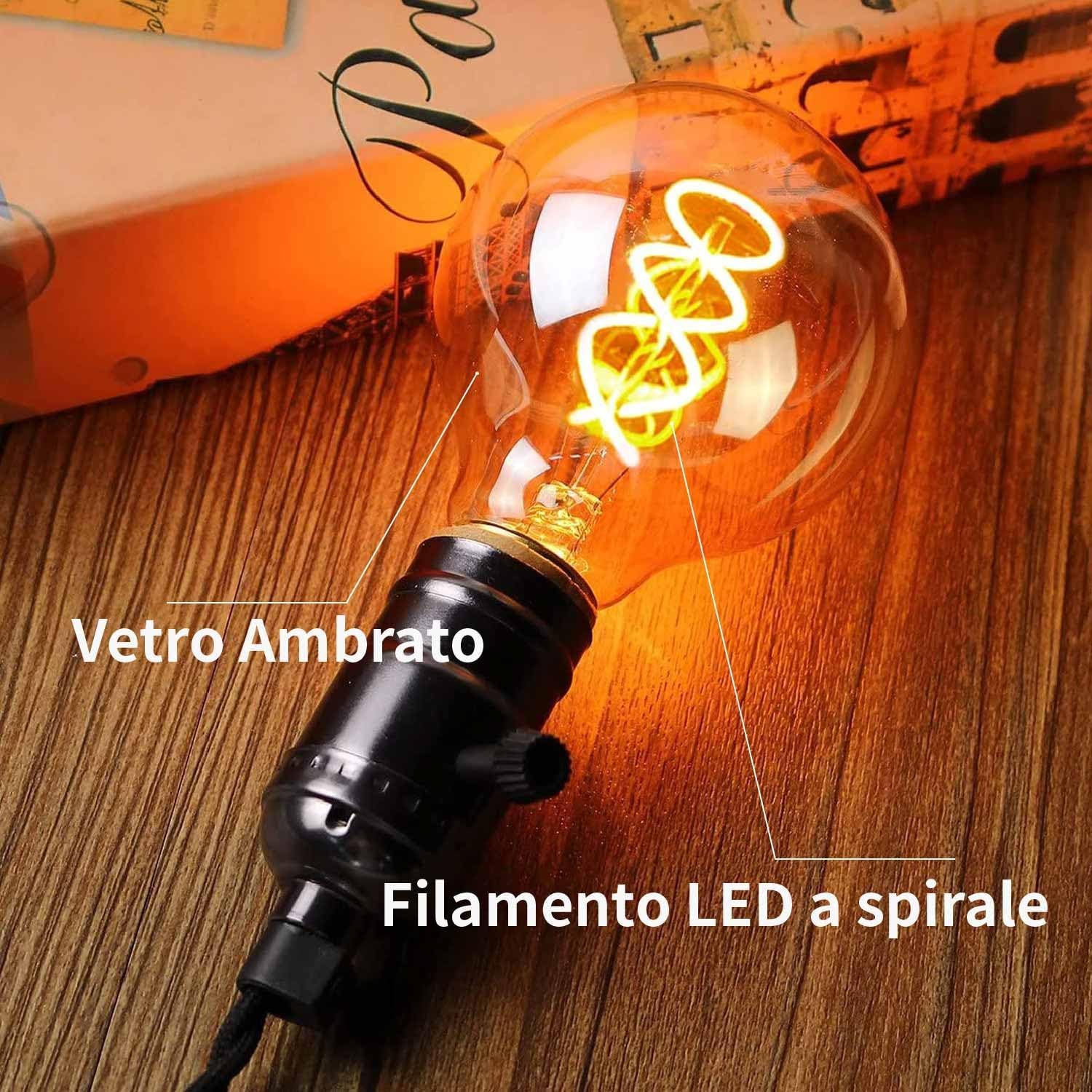 Lampadina LED E27 , Lampadine E27 Vintage luce bianca calda 2700K 4W G80 equivalenti a 40W, Lampadina retrò illuminazione retrò per soggiorno/camera da letto/sala da pranzo - ambra, confezione da 6