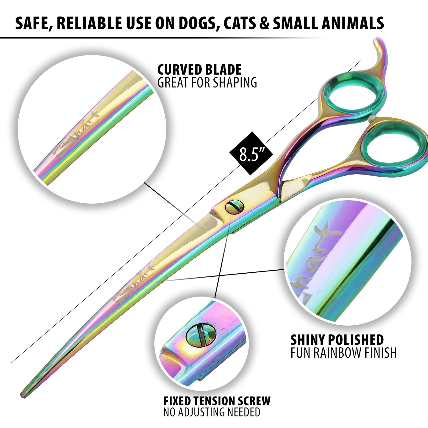 Sharf Rainbow 8.5 Inch Curved Dog Grooming Scissors - Trusted Brand - Premium Steel Professional Dog Grooming Scissors - Ergonomic Design product thumbnail 4
