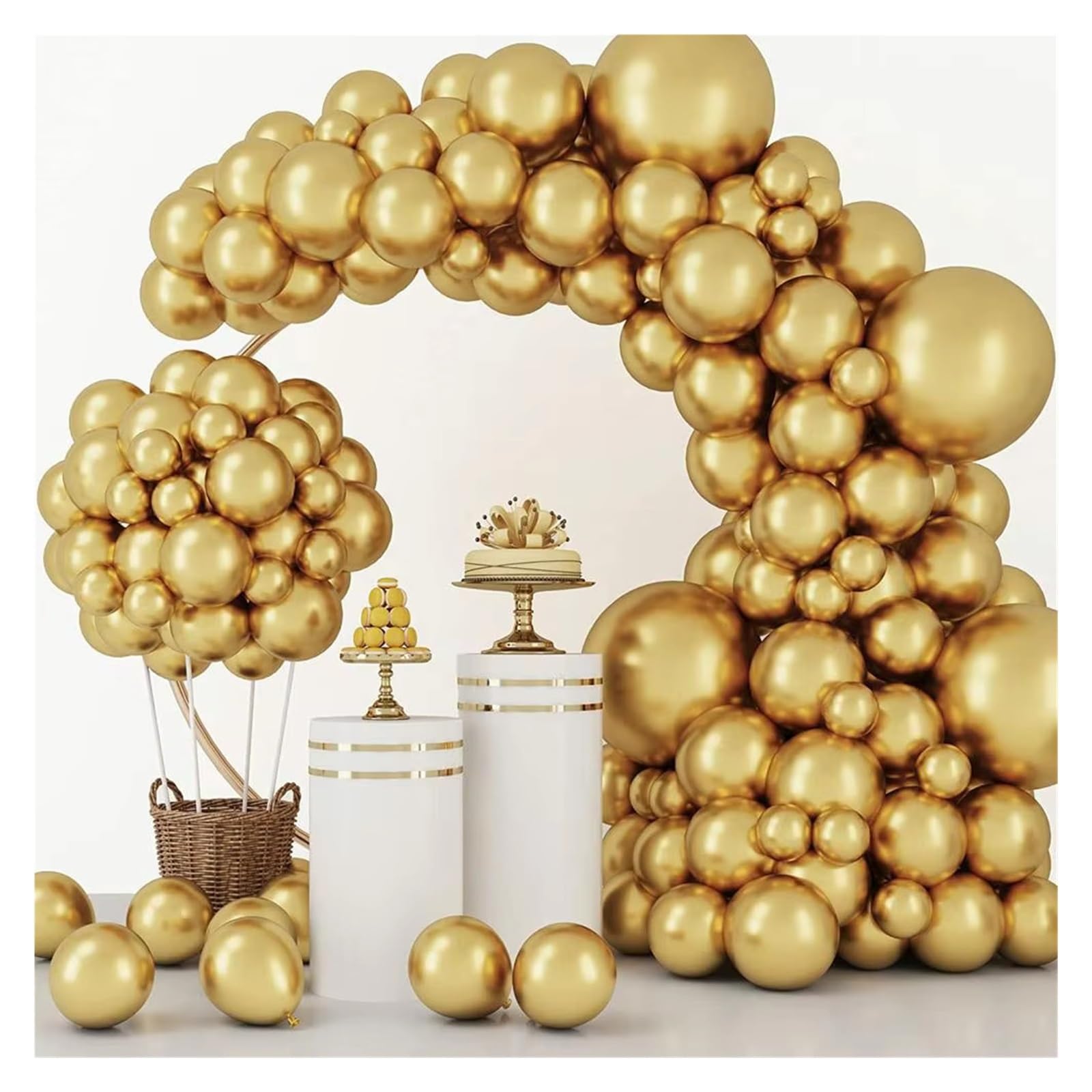 1 Juego De Globos Látex Dorados Metálicos, Kit Arco Varios Tamaños for Fiesta Cumpleaños, Boda, Graduación, Decoraciones Para Fiesta