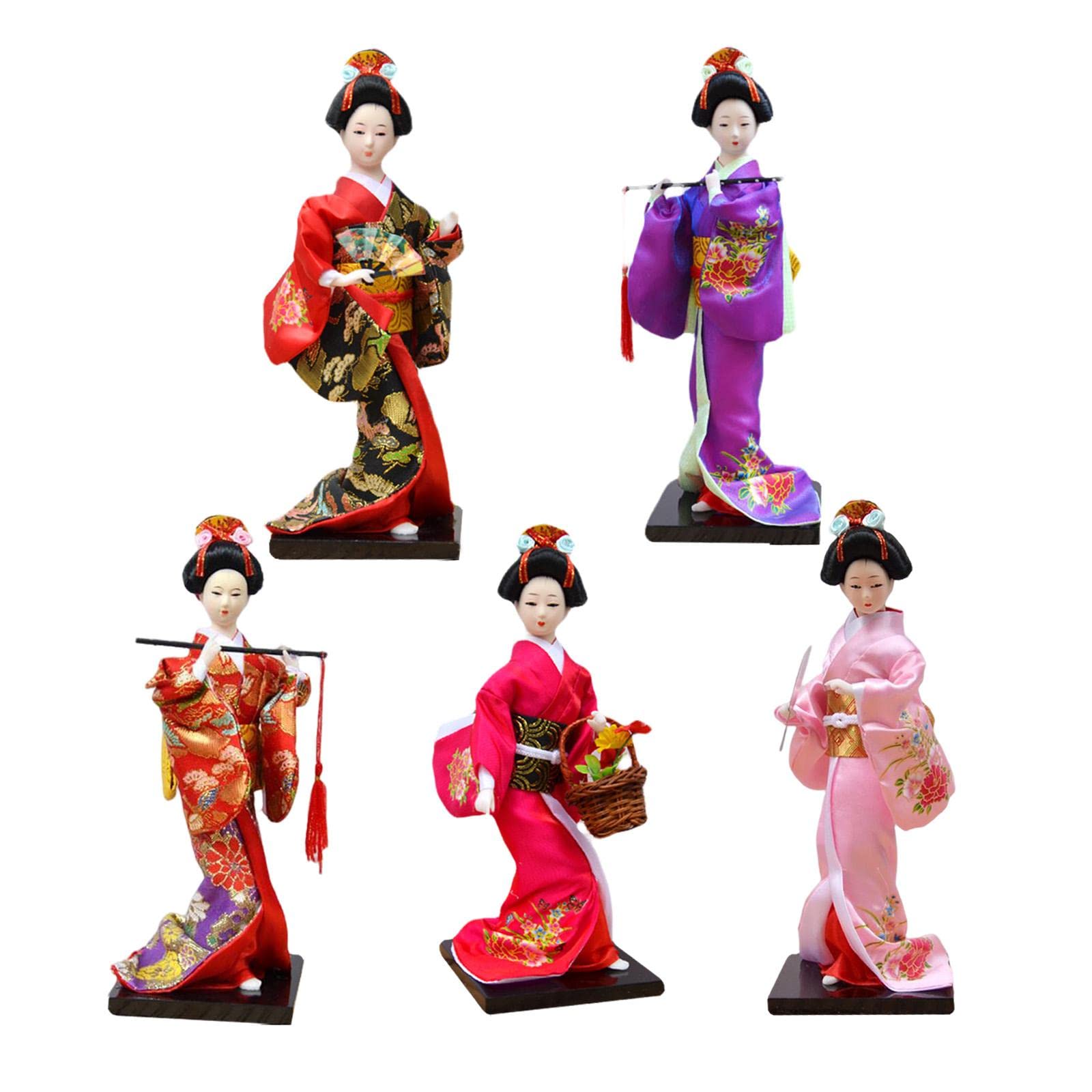 Loom Tree® 11 Inch Japanese Kimono Geisha Doll Office Bar Handcrafted Ornament Red | Home Decor | Other Home Decor 1
