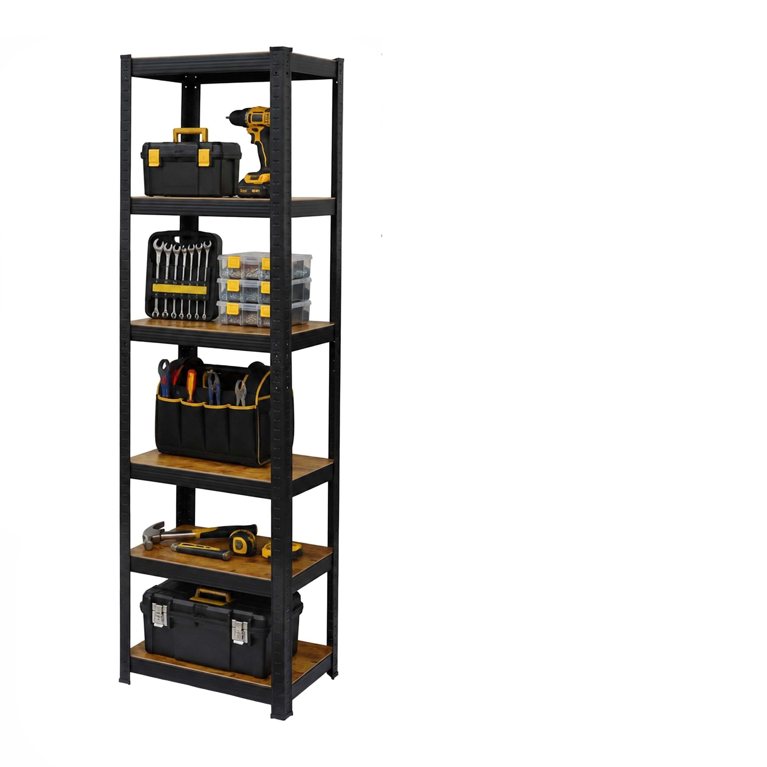 Relaxdays Heavy-Duty Rack, 500 kg, HWD: 200 x 60 x 60 cm, Black/Brown