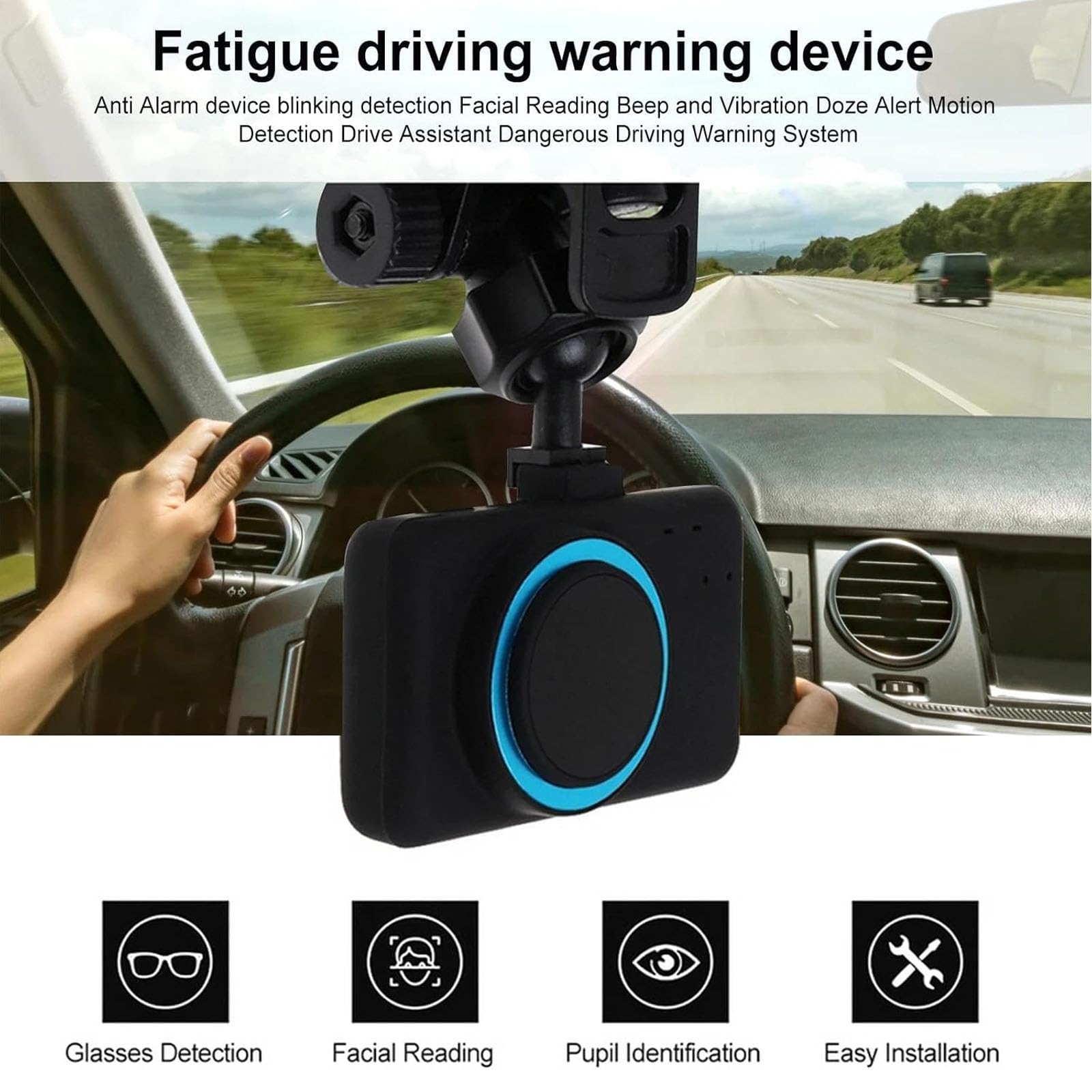 Dispositivo di allarme per la guida dell'affaticamento, monitor del sonno con messaggio vocale, avviso di sicurezza compatto per auto per prevenire l'affaticamento del guidatore
