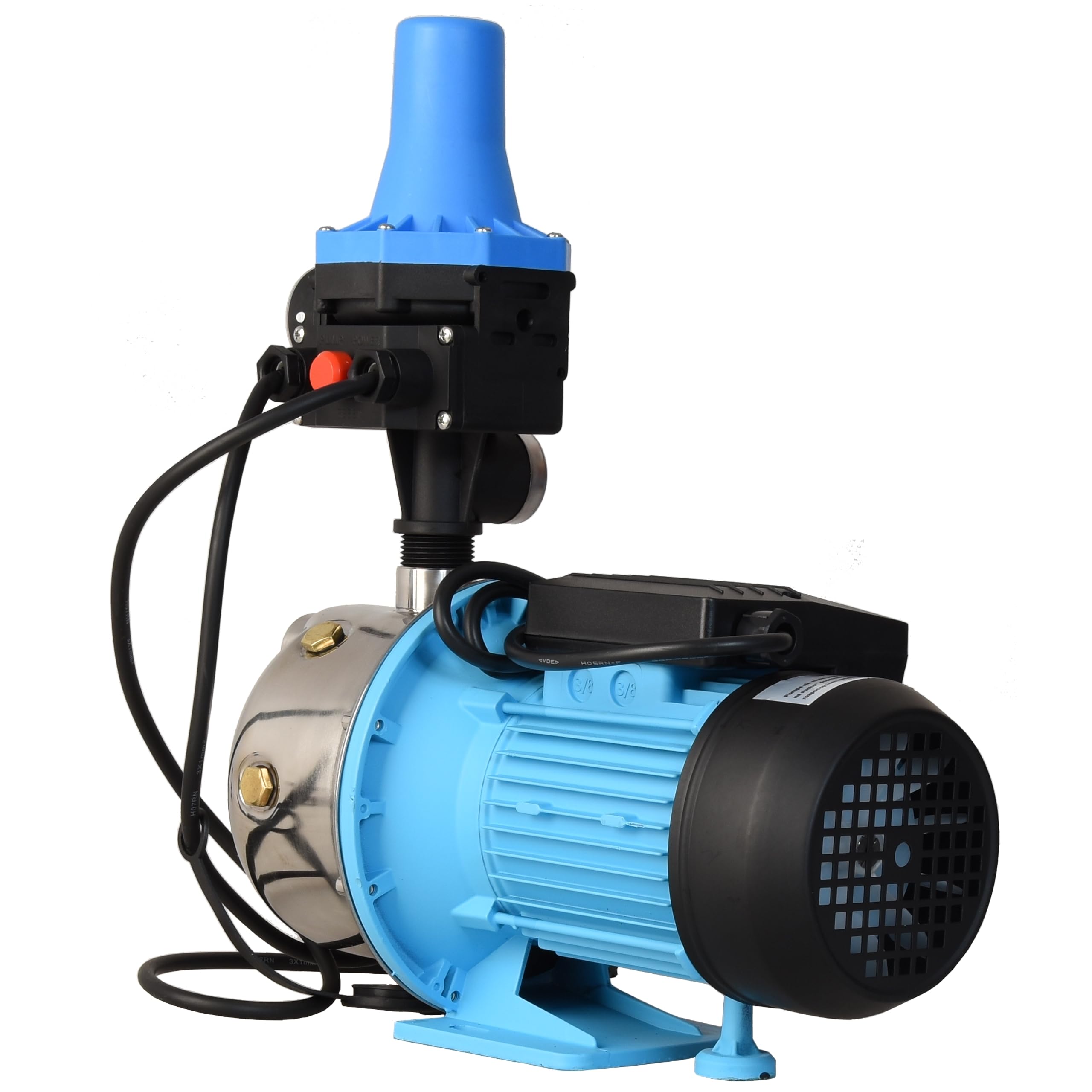 Pompe de Jardin Professionnelle JX 1100 avec Pressostat CSK 31 - Pompe à Eau (1100 W, 3600 l/h, hauteur de Refoulement 50 m) - Pompe arrosage INOX - Commande de Pompe - Protection Fonctionnement à Sec