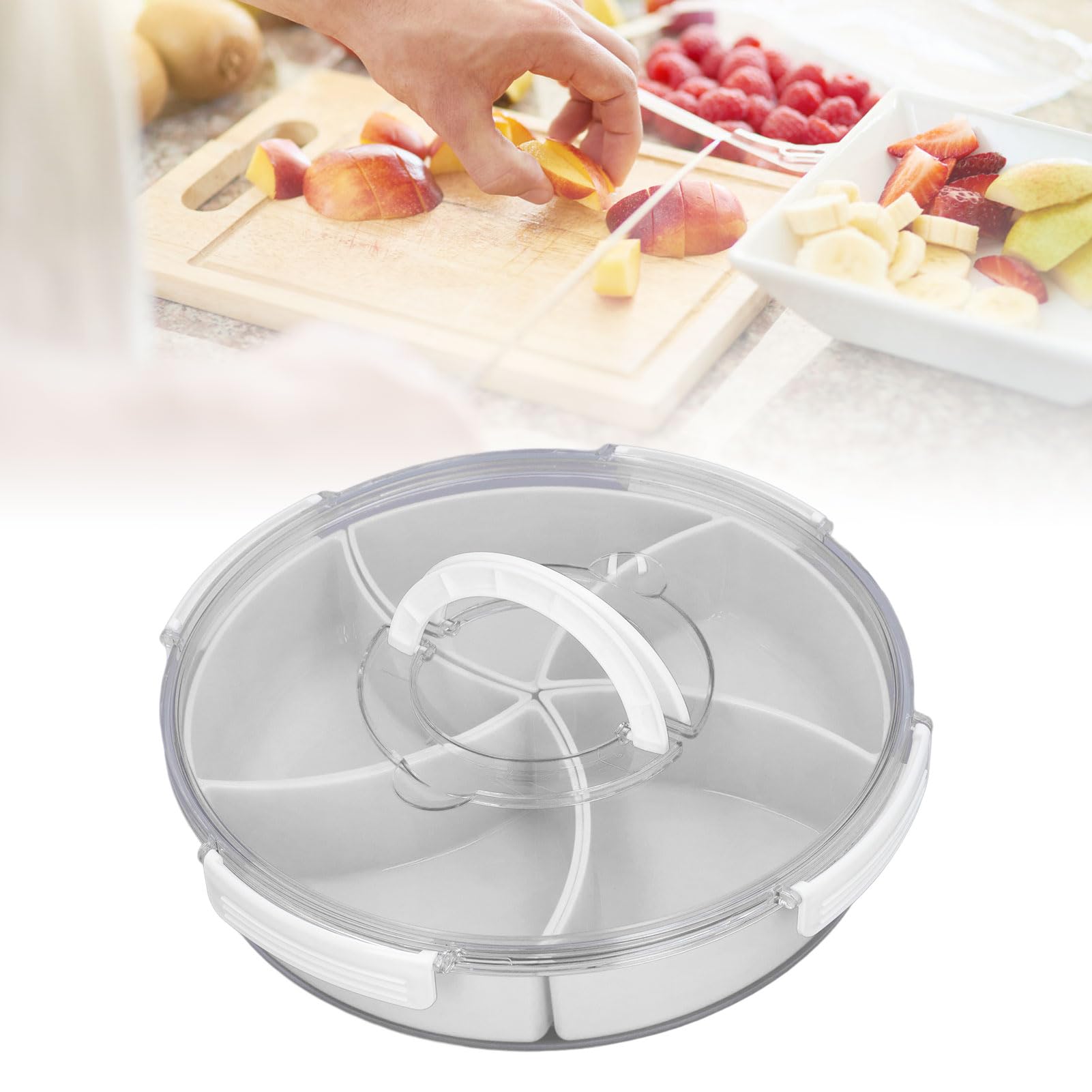 Boîte à Goûter Ronde "Snack Spinner" Pour Enfants - 5 Compartiments Séparés - Système Rotatif - Anti-fuite - Matériau Alimentaire PP+ABS