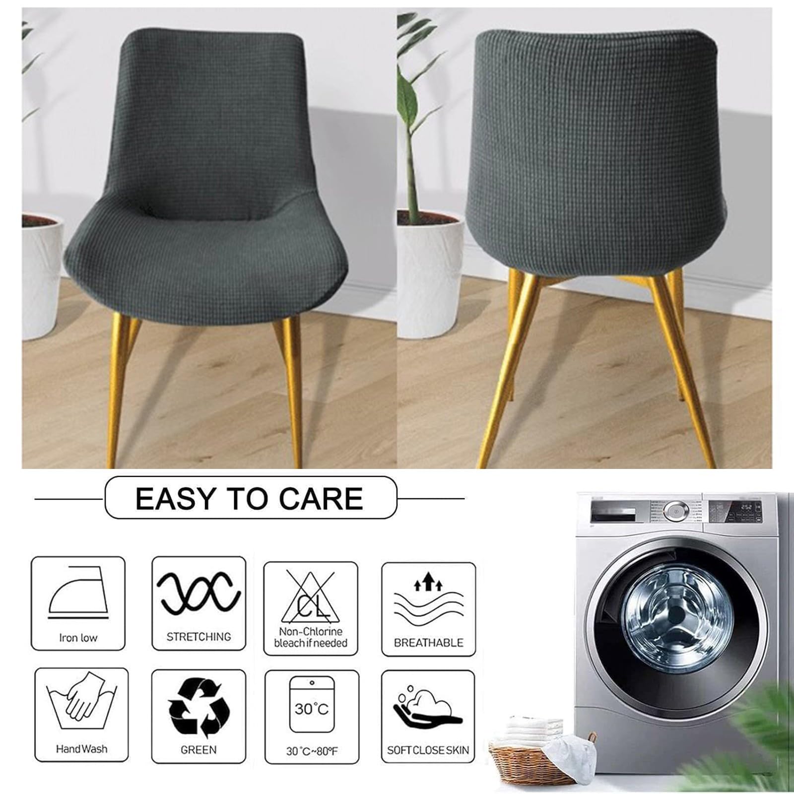 Fundas para sillas de comedor, universales, elásticas, curvas, para cocina y comedor, diseño nórdico moderno