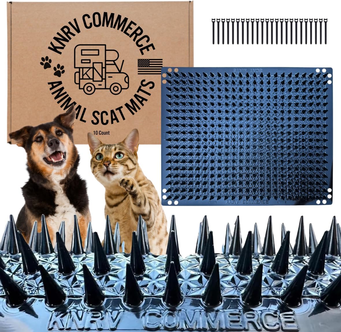 Scat Mats for Dogs & Cats - 10 Pack | Pet Repellent Mats | Keep Dogs Off Couch & Furniture | Keep Off Countertops | Scat Mat for Cats | Deterrent for Pets