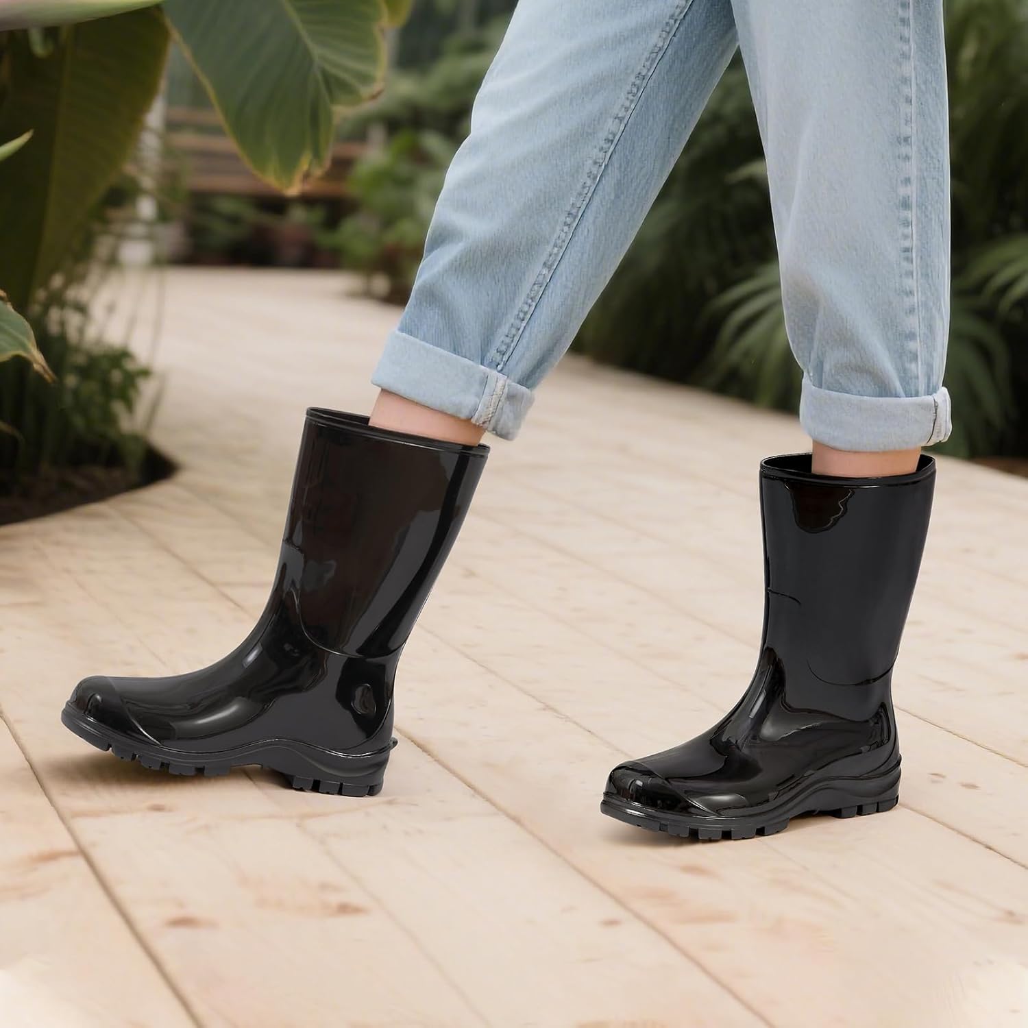 Asgard Women's Mid Calf Rain Boots Printed Waterproof Rubber Boots Short Garden Shose - Image 2