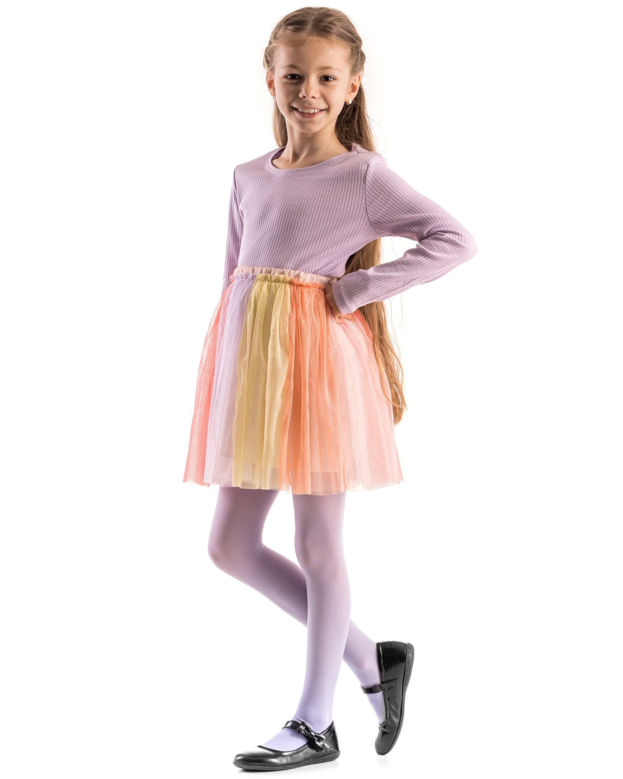Hi!Mom Girls Lilac Tights For Plain Kids Microfiber Opaque Tights 50 Den Kids Soft School Uniform Pantyhose 9/10 Years Zuza