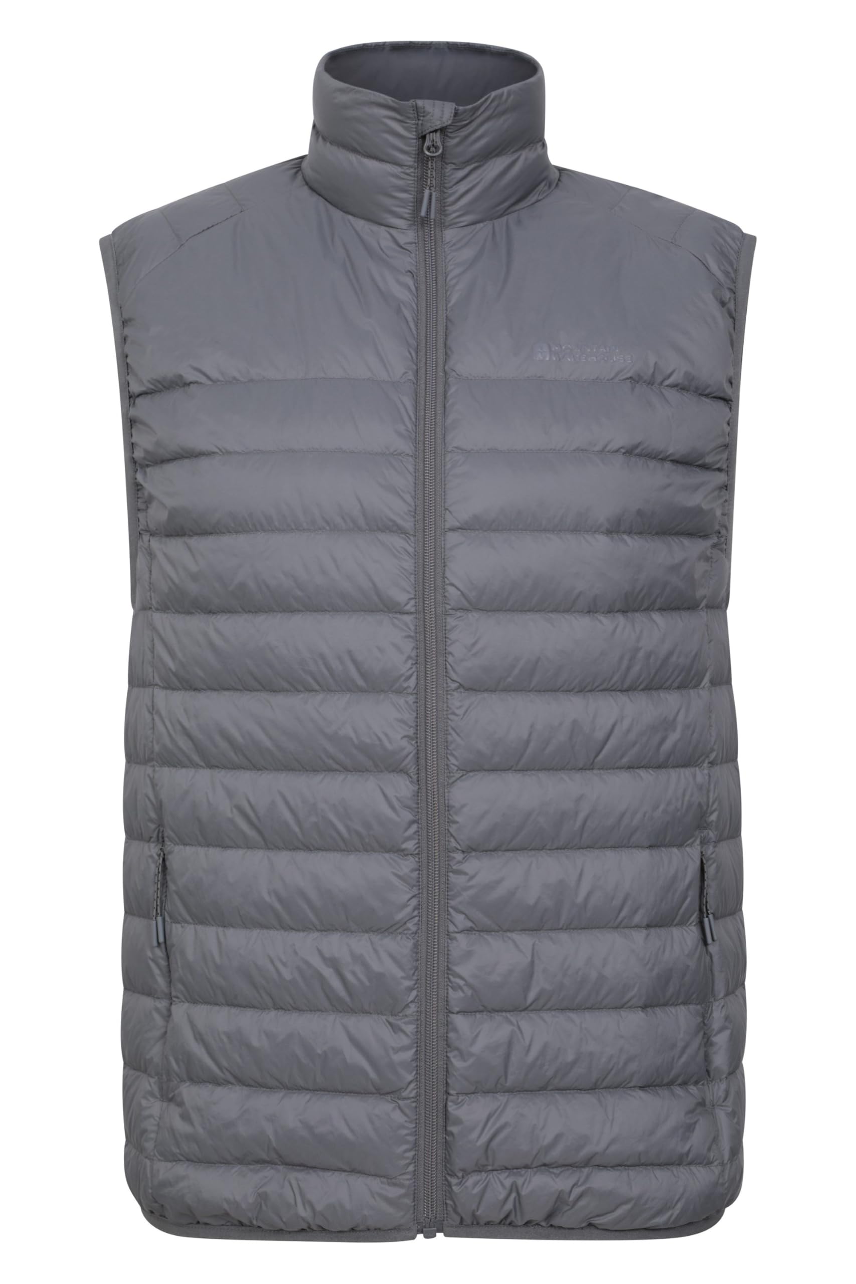 Mountain Warehouse Featherweight II Mens Down Gilet - Downproof lining, Water-resistant, Zipped pockets & Packaway Bag - Best for Autumn, Winter,Outdoors &Travelling Grey XXS