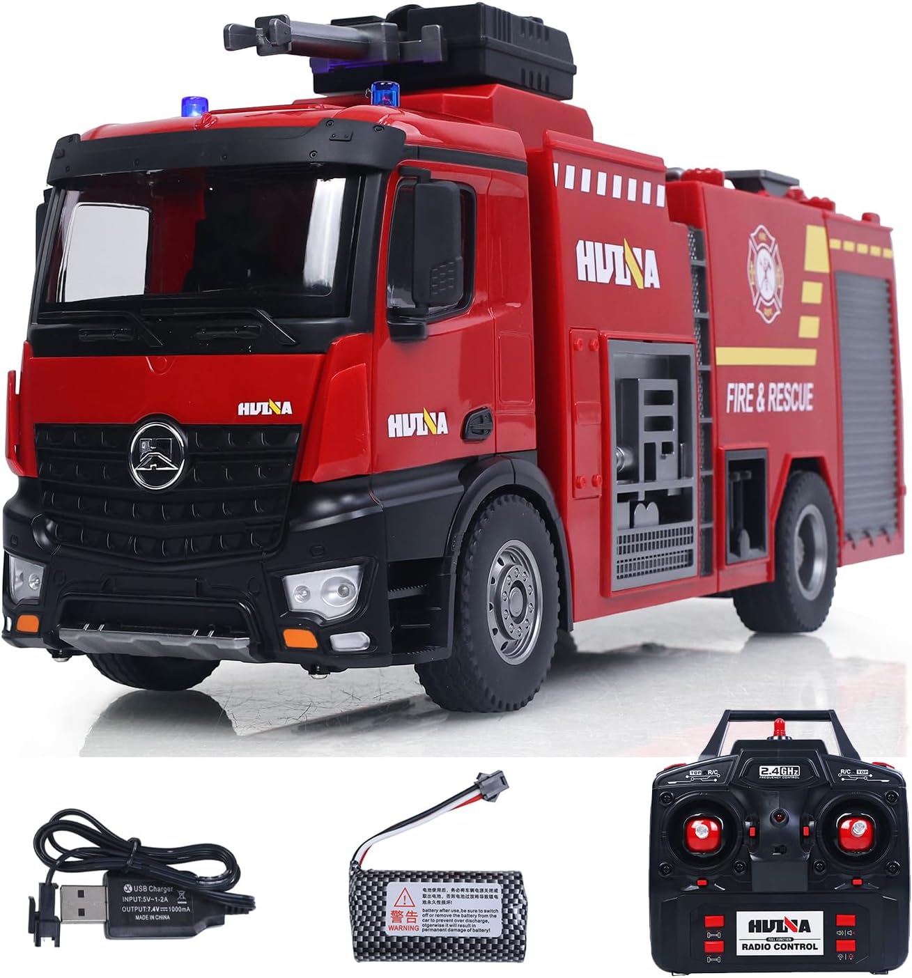 TOUCAN RC HOBBY HUINA 1/14 RC 2.4G 562 Box Water Sprayable Fire Truck Car Model Gift Battery