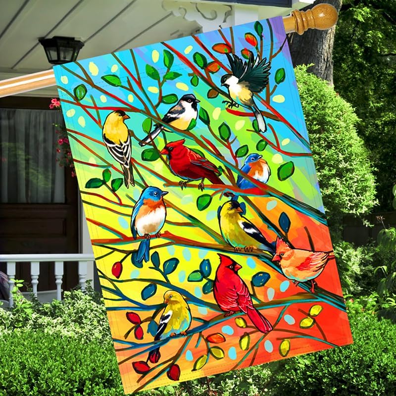 Tree Bird House Flag 28x40 Inch Double Sided Welcome Holiday Yard Outdoor Decoration - Image 2