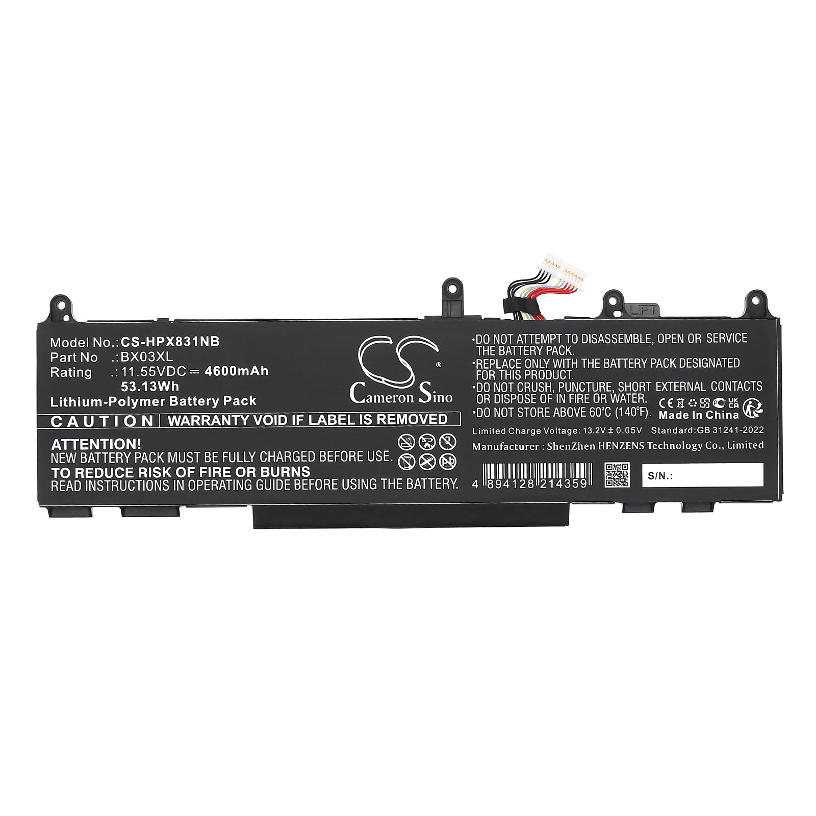 TECHTEK Batteria notebook 4600mAh compatibile con [HP] Elite X360 830 G11 2 In 1, Elite X360 830 G11 2 In 1 8L3M9AV, 8L3P5AV, 8L3Q2AV, EliteBook EliteBook 8M2V7AV, 8M2V9AV, 8M2W1AV, 8M2W3AV, 8M2W5AV