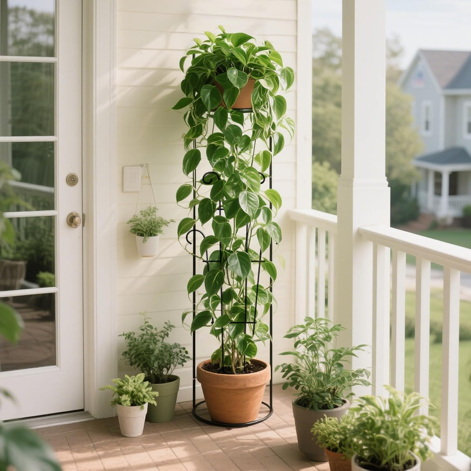 4-Pack 23.6 Inch Tall Metal Plant Trellis for Climbing Plants Indoor - Garden Trellis for Potted Houseplants, Plant Support for Ivy, Pothos, Monstera, Hoya, Flower Vines (Black, 23.6inch/4 Pack)