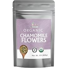 Jiva Organics Organic Chamomile Flowers 1 LB 16oz - Great for Tea | Whole Dried Blossoms, 100% Pure, Non-GMO, Naturally Dried Herbal Tea Flower - Flor De Manzanilla